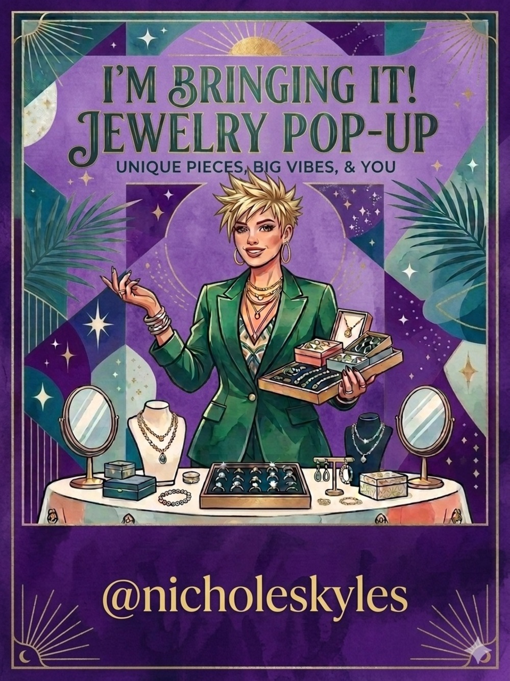 Live show flyer for jewelry pop up